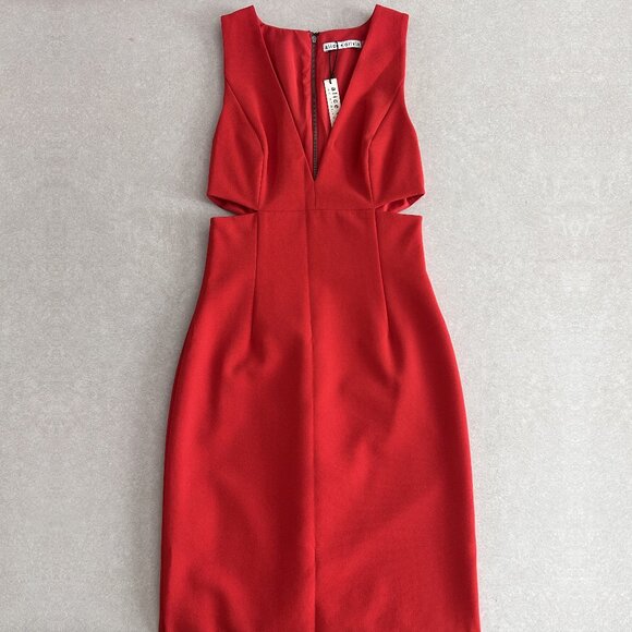 NWT Alice + Olivia Riki Fitted Dress With Waist Cutout ASO Hanna Marin - Picture 6 of 11